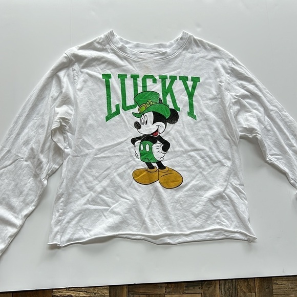 Disney Mickey Lucky St Patrick’s Day Cropped Long Sleeve TShirt - Picture 3 of 6